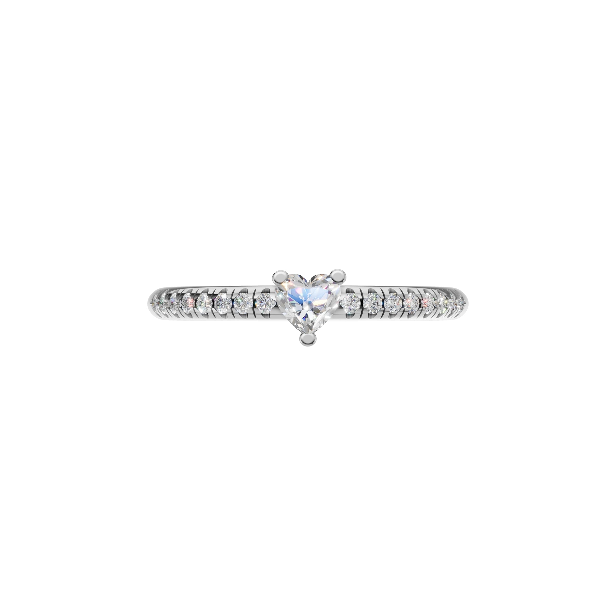 Silver Heart-Cut Solitaire Ring
