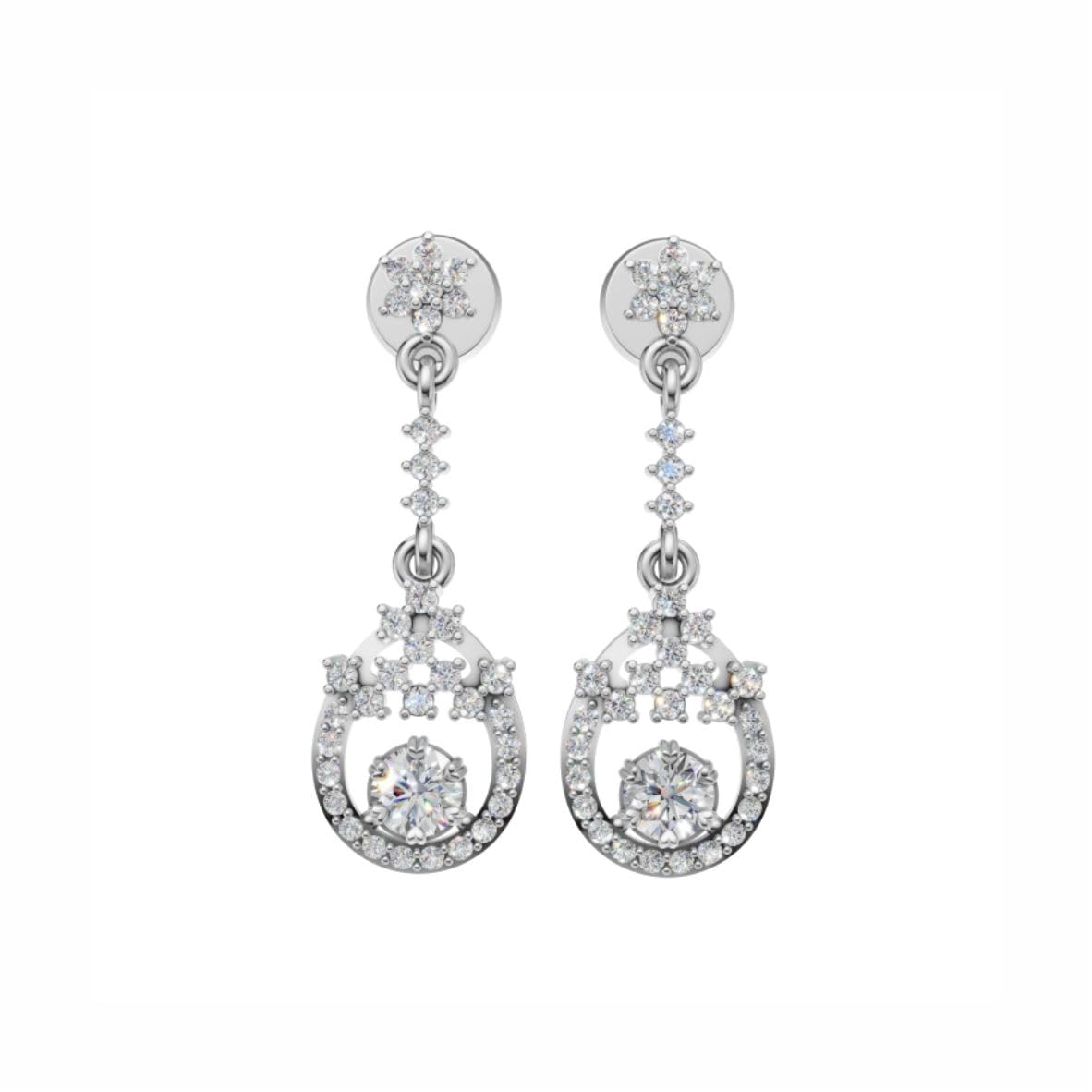 Silver Dazzling Cascade Drop Earrings