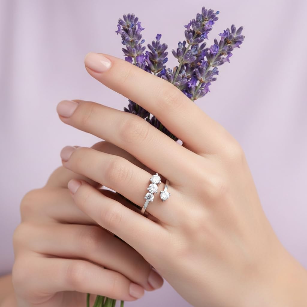 Silver Three Stone Wrap Ring