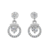Silver Celestial Heart Drop Earrings