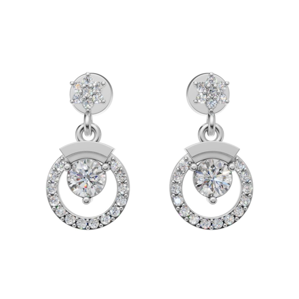 Silver Celestial Heart Drop Earrings