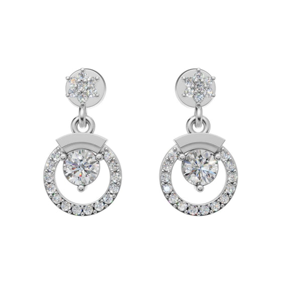 Silver Celestial Heart Drop Earrings