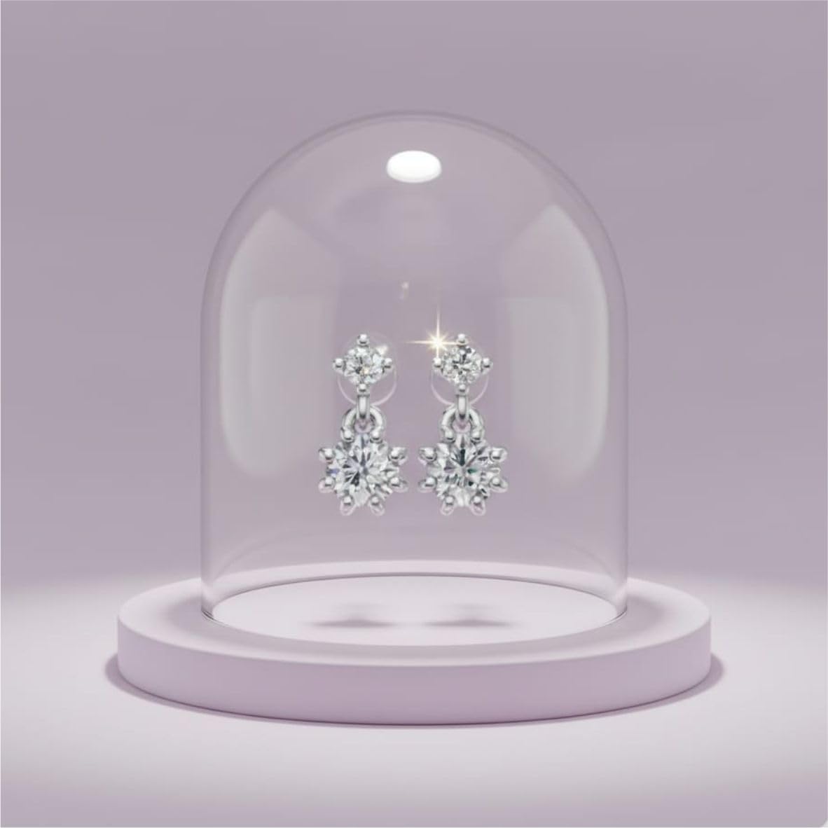 Silver Twin Radiant Drop Earrings
