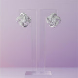 Silver Textured Rosebud Stud Earrings
