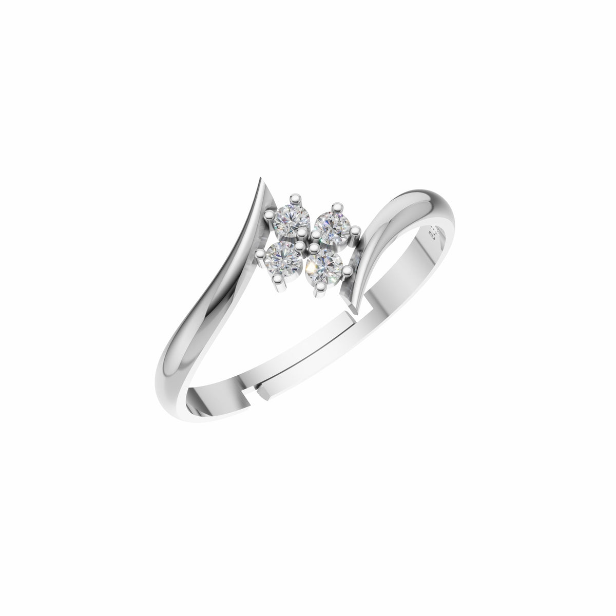 Silver Floral Open Ring