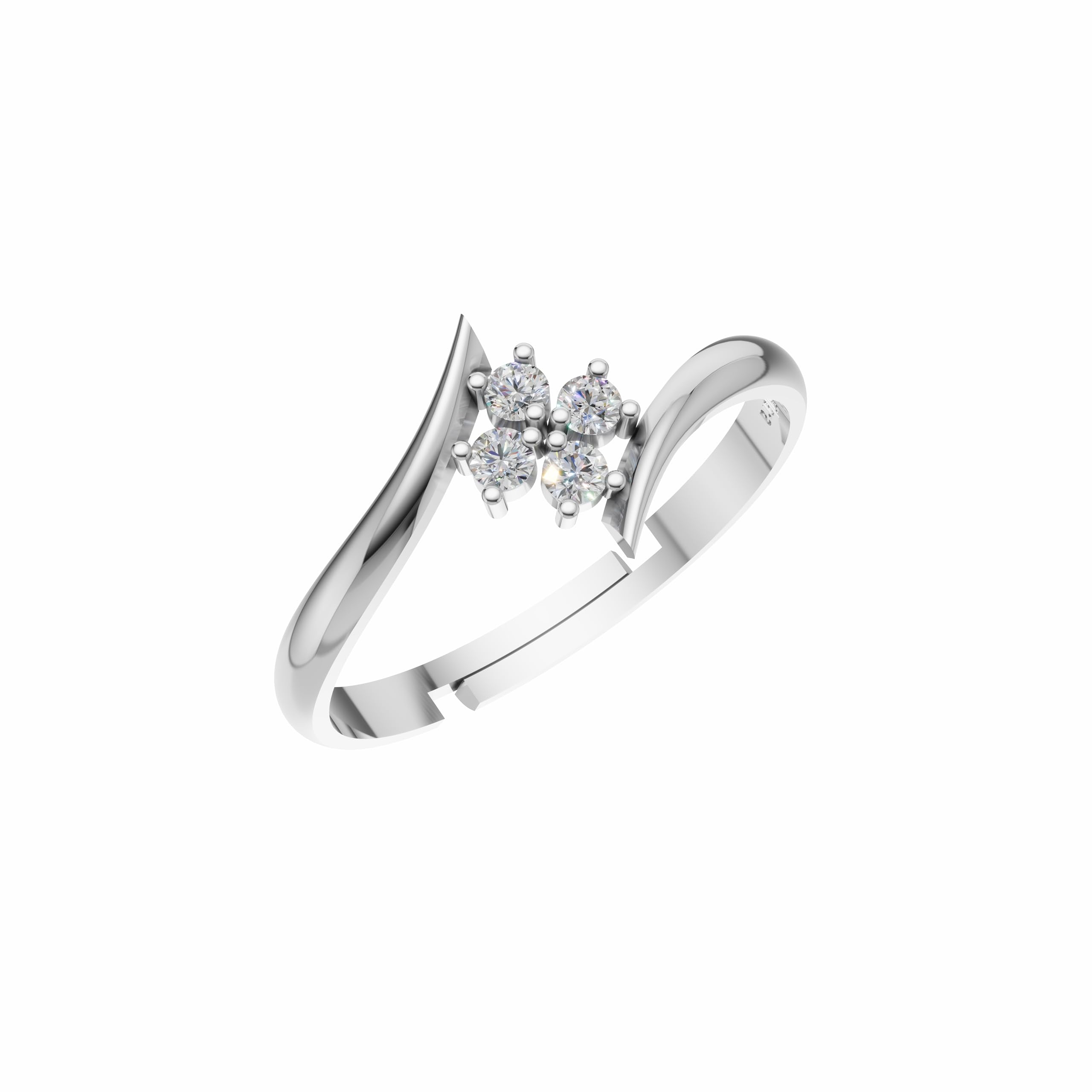 Silver Floral Open Ring