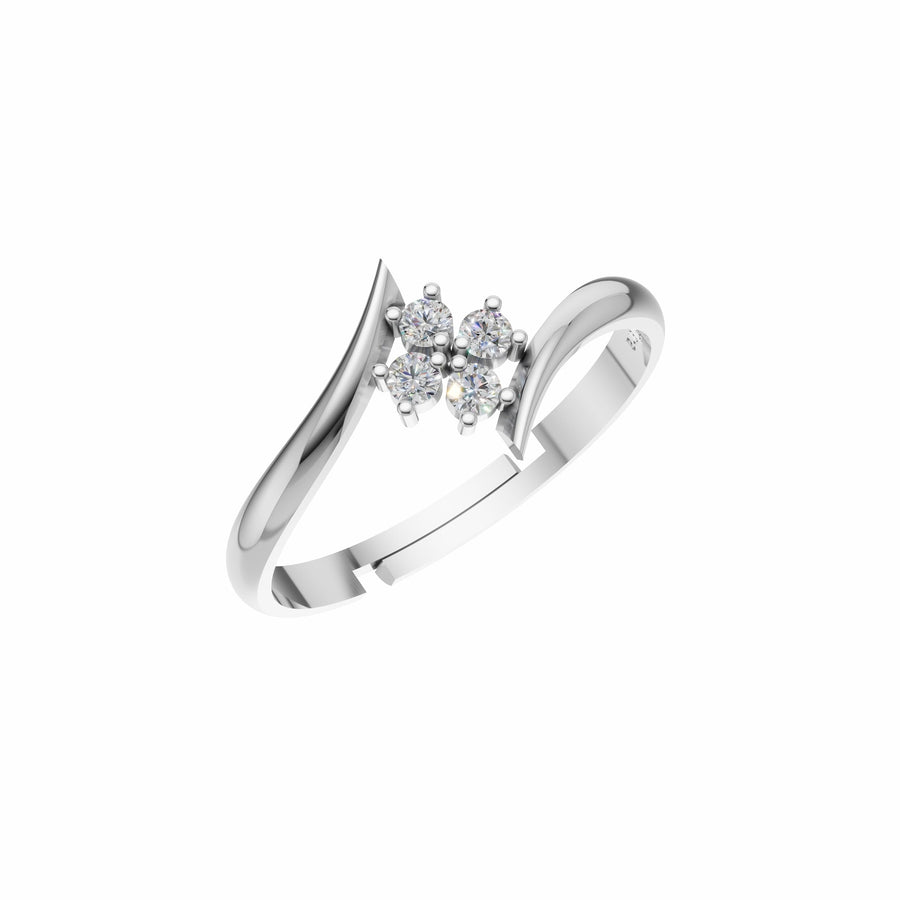 Silver Floral Open Ring