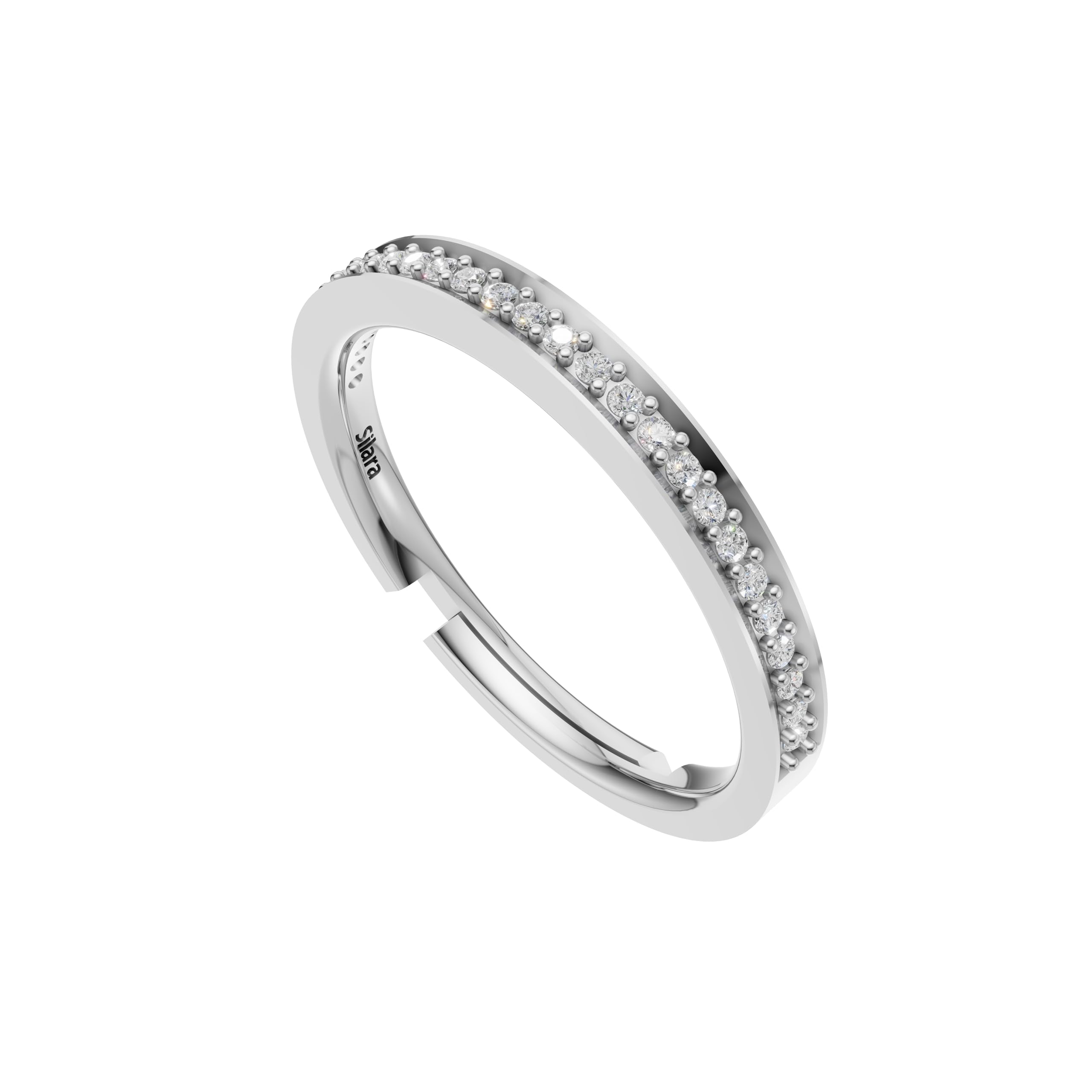 Silver Diamond-Style Band Ring