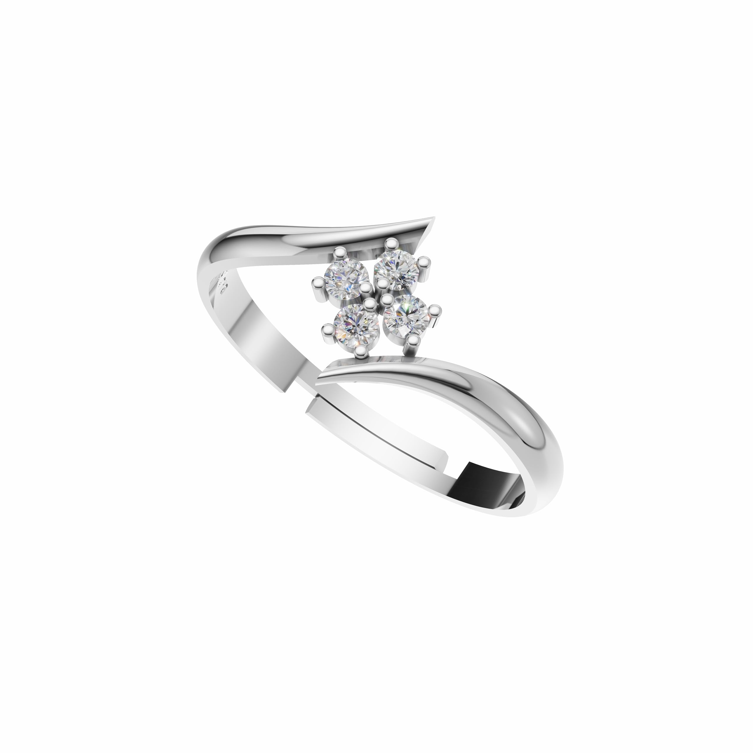 Silver Floral Open Ring