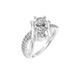 Silver Cushion Halo Solitaire Ring