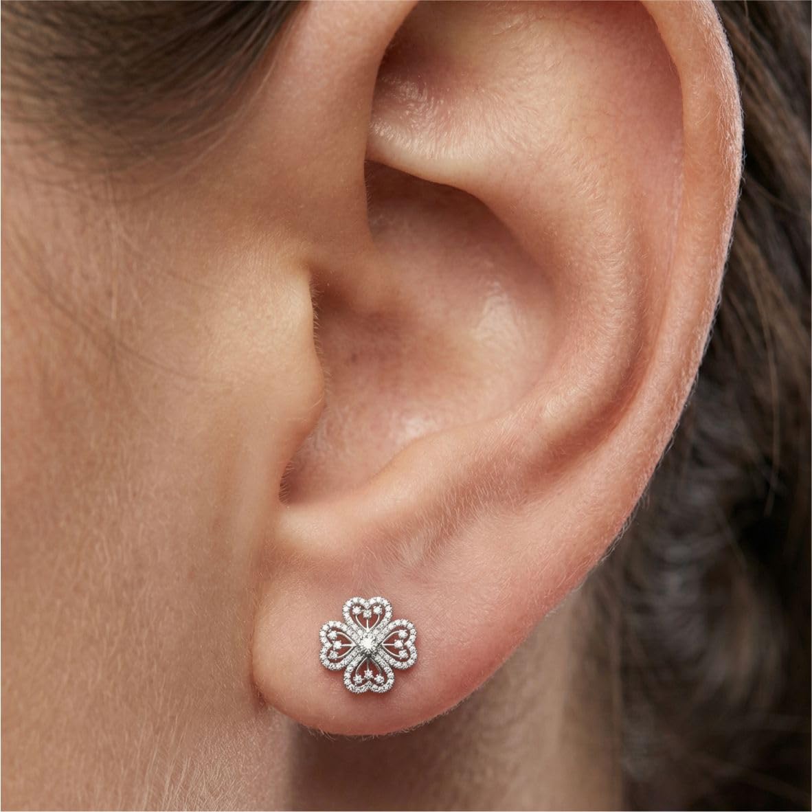 Silver Clover Petal Stud Earrings
