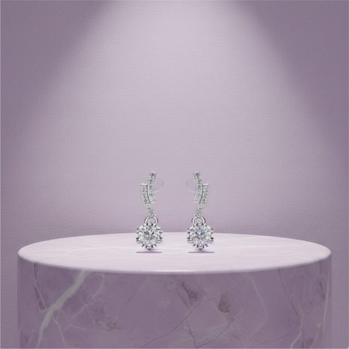 Silver Radiant Curve Drop Earrings