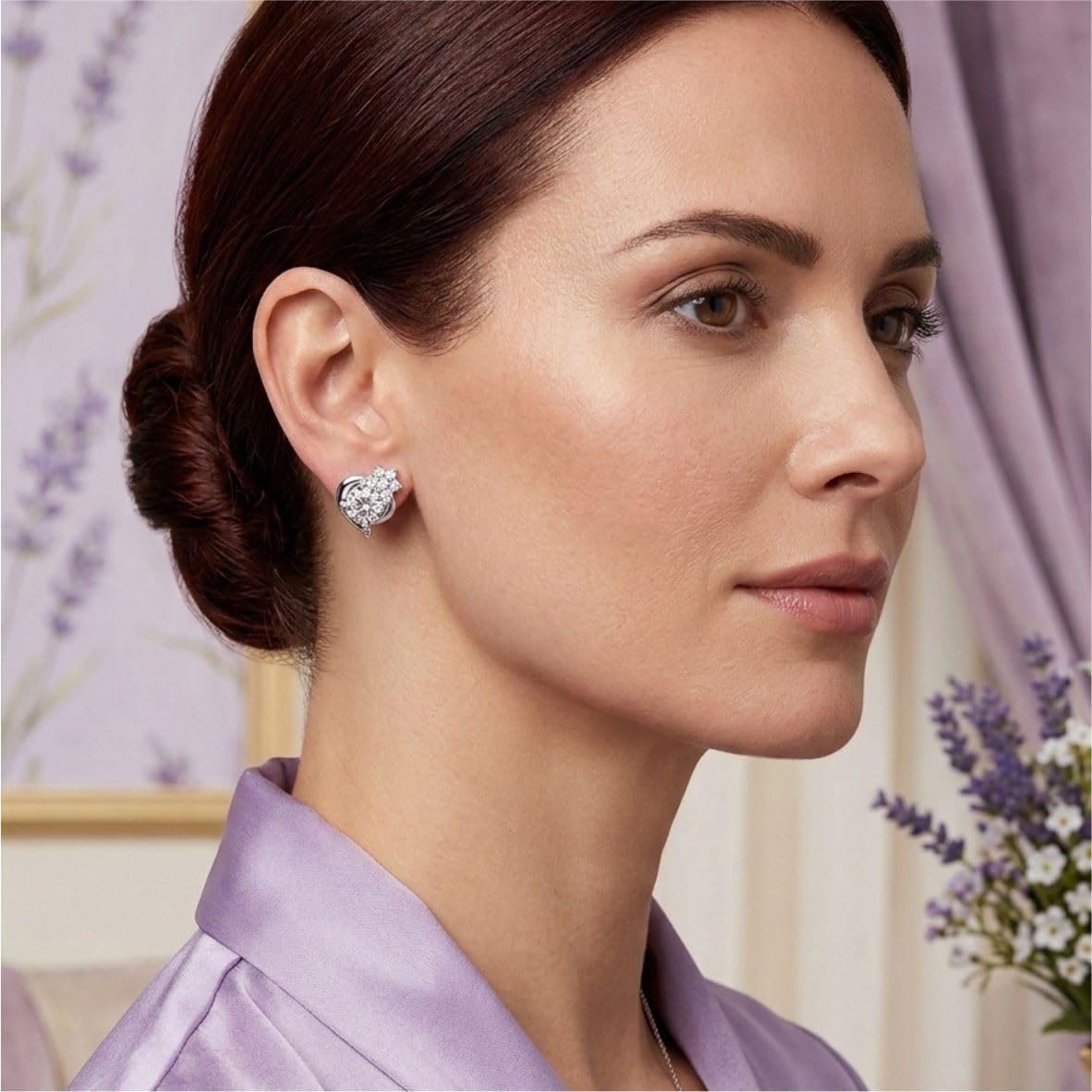 Silver Twinkling Heart Stud Earrings