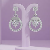 Silver Celestial Heart Drop Earrings
