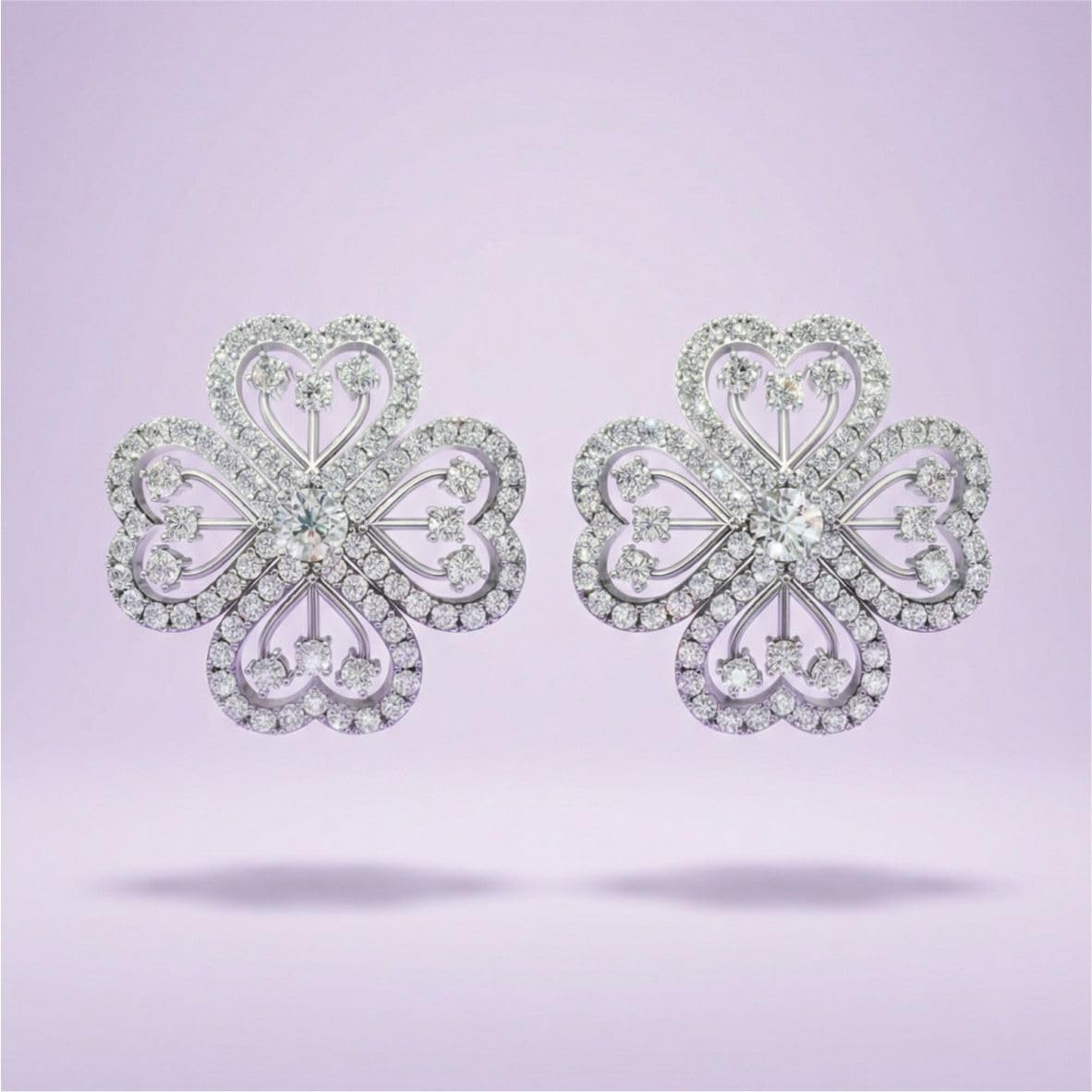 Silver Clover Petal Stud Earrings