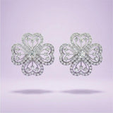 Silver Clover Petal Stud Earrings