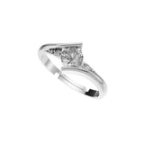 Silver Curved Accent Solitaire Ring