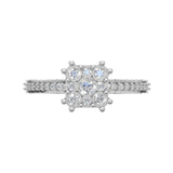 Silver Halo Cluster Solitaire Ring