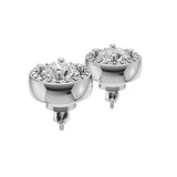 Silver Round Halo Stud Earrings