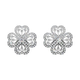 Silver Clover Petal Stud Earrings