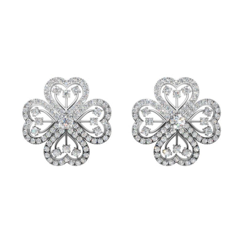 Silver Clover Petal Stud Earrings