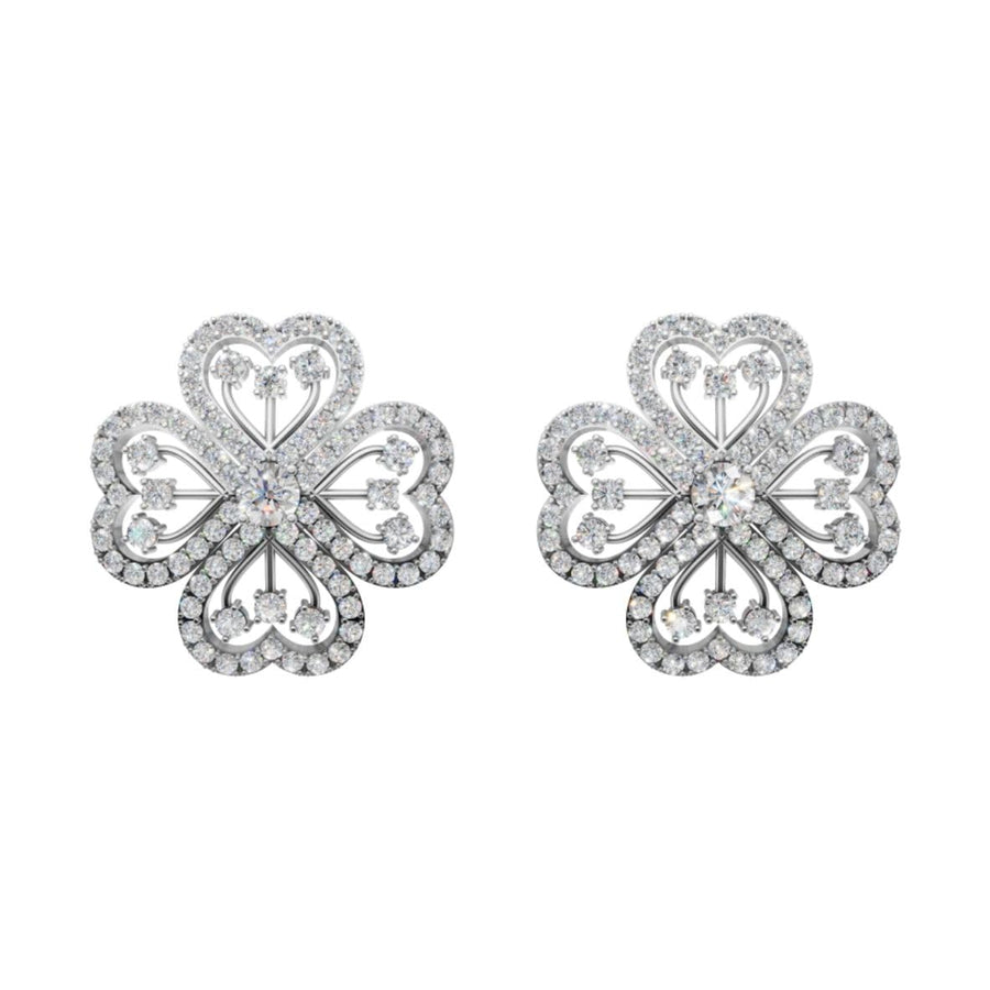 Silver Clover Petal Stud Earrings