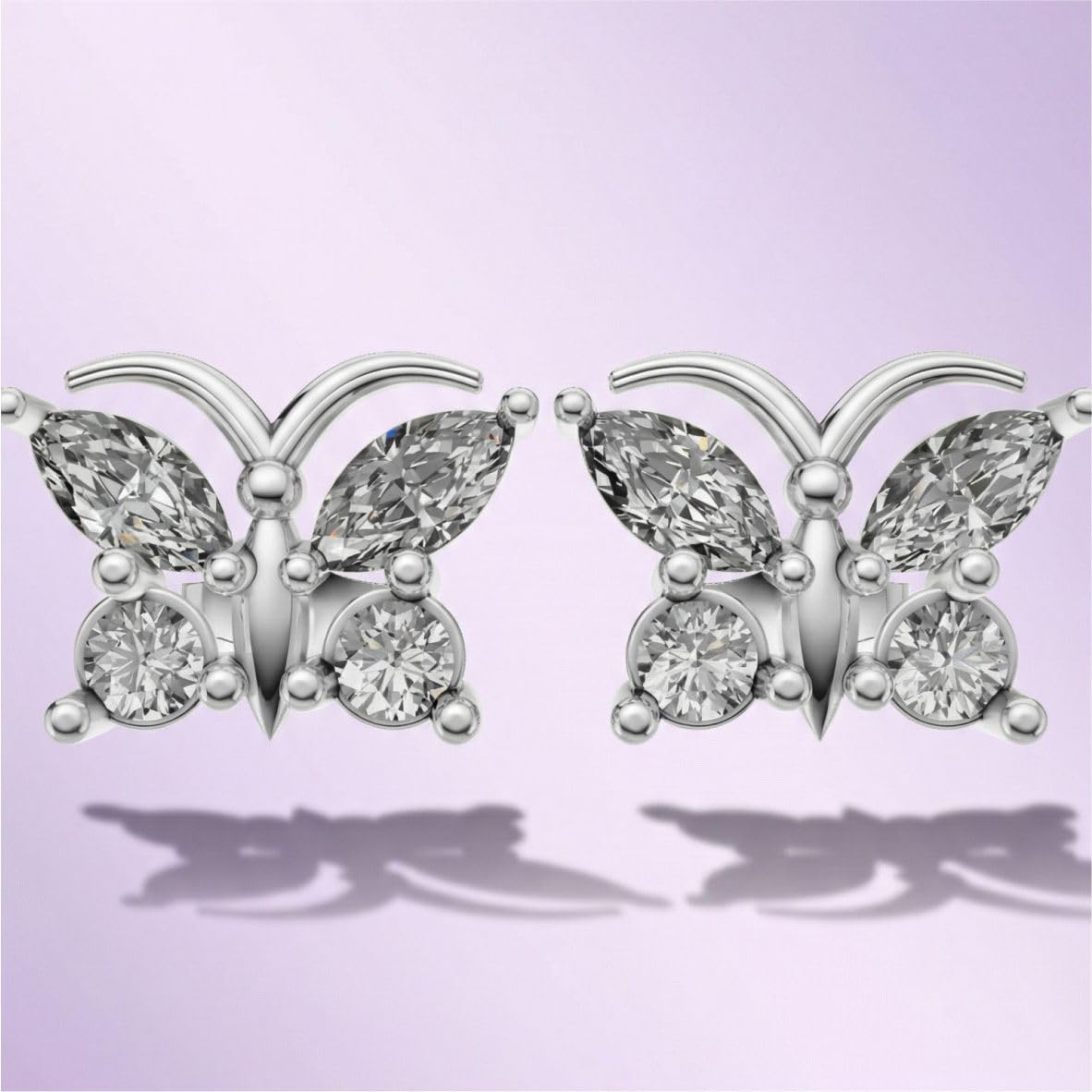 Silver Butterfly Aura Stud Earrings