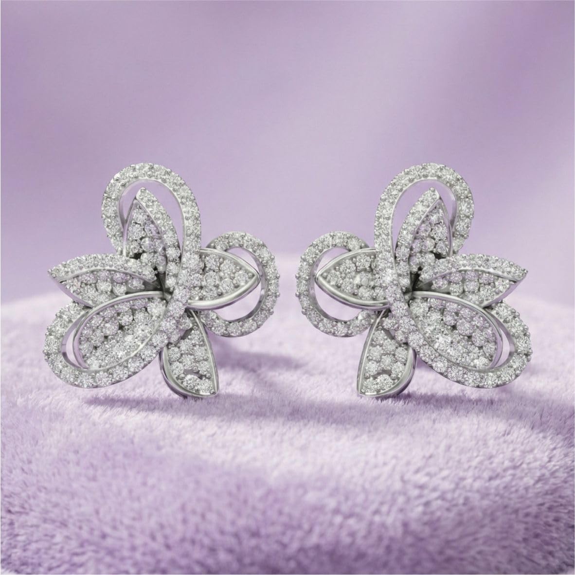 Silver Dancing Blossom Stud Earrings