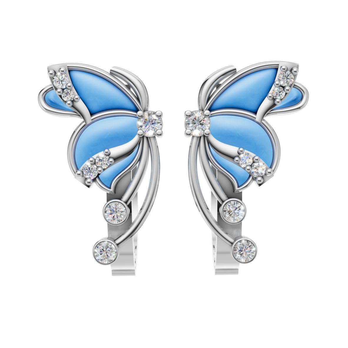 Silara Blue Petal Butterfly Earrings