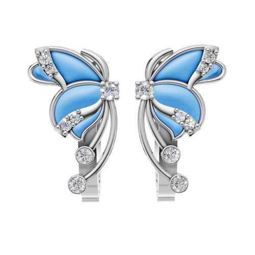 Silara Blue Petal Butterfly Earrings