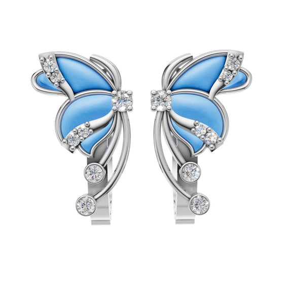 Silara Blue Petal Butterfly Earrings