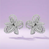 Silver Dancing Blossom Stud Earrings
