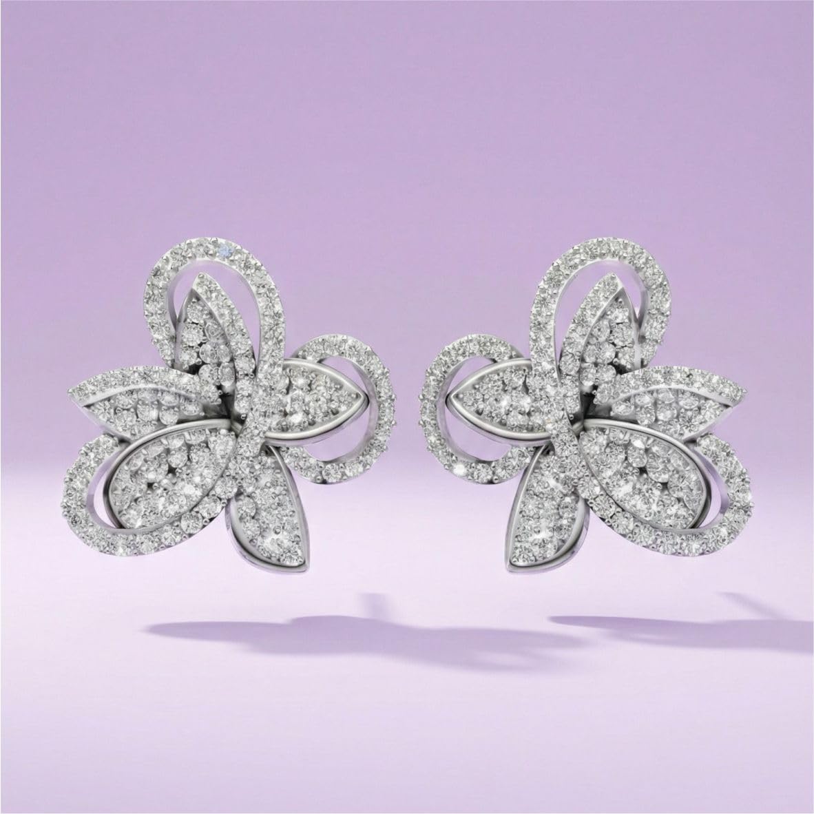 Silver Dancing Blossom Stud Earrings