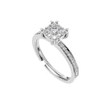 Silver Halo Cluster Solitaire Ring