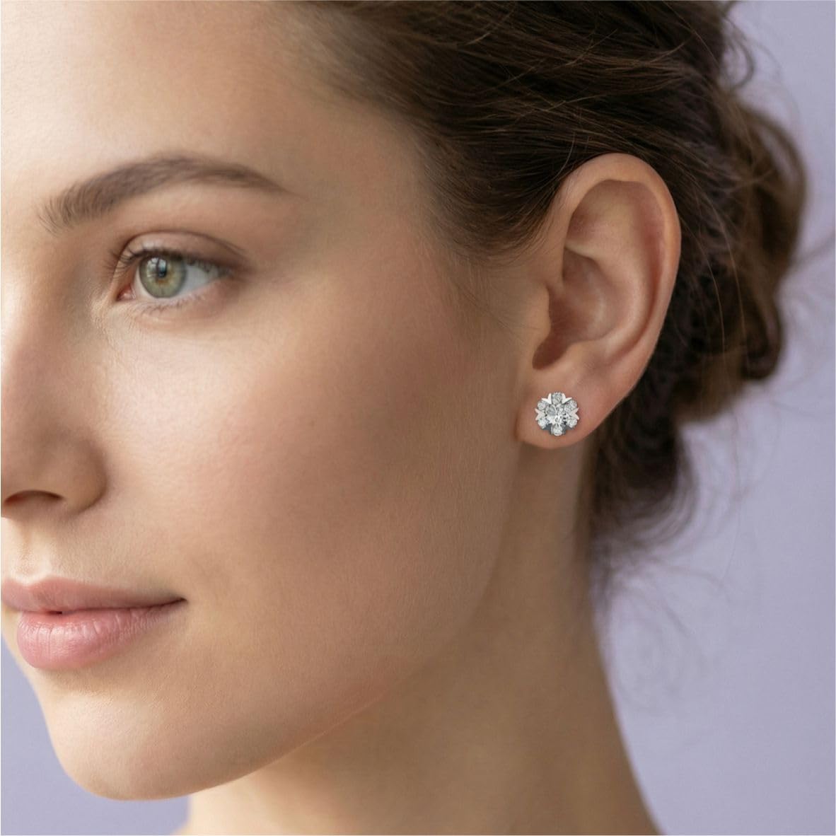 Silver Floral Radiance Stud Earrings