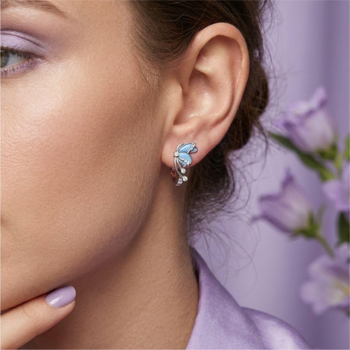 Silara Blue Petal Butterfly Earrings