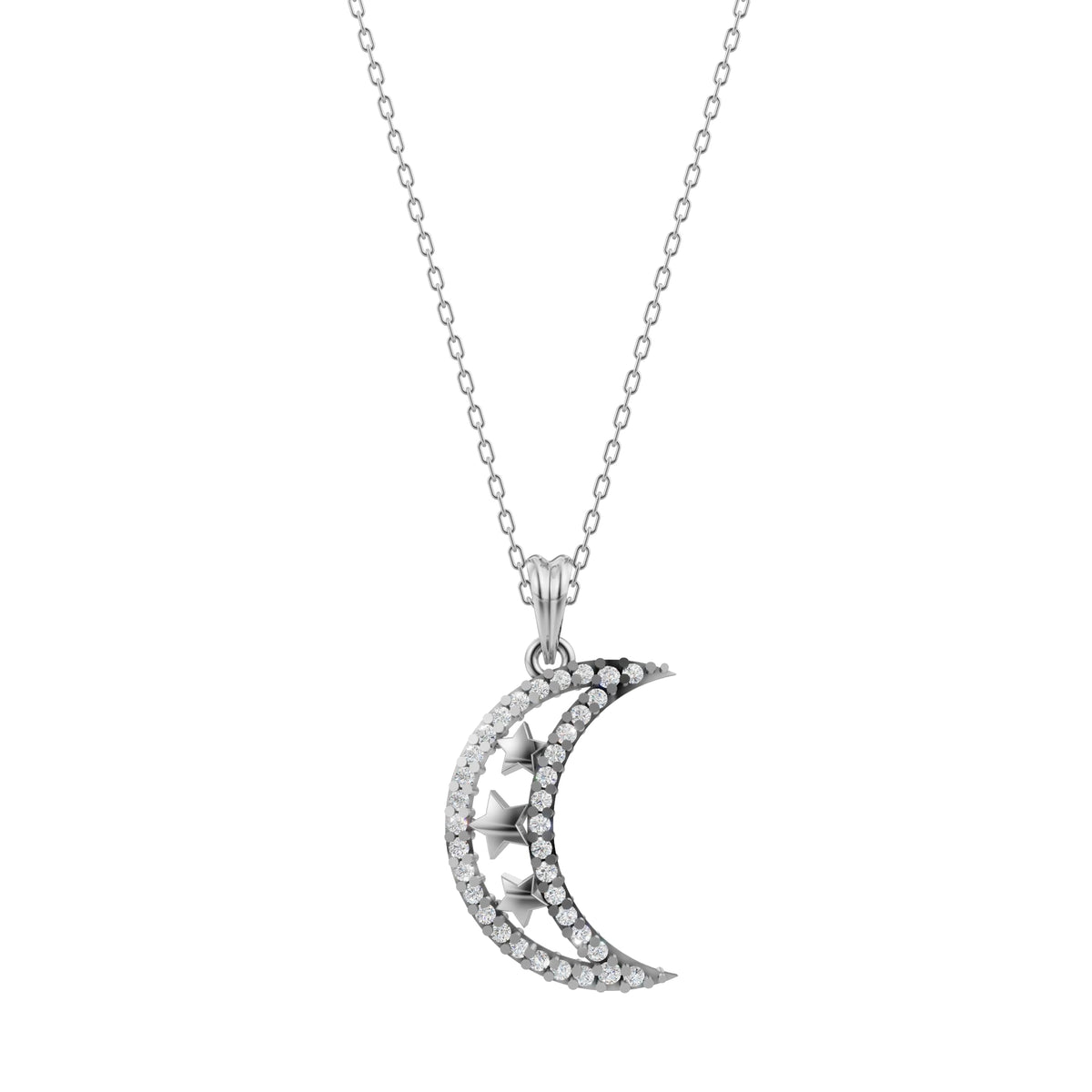 Silver Midnight Star Moon Pendant
