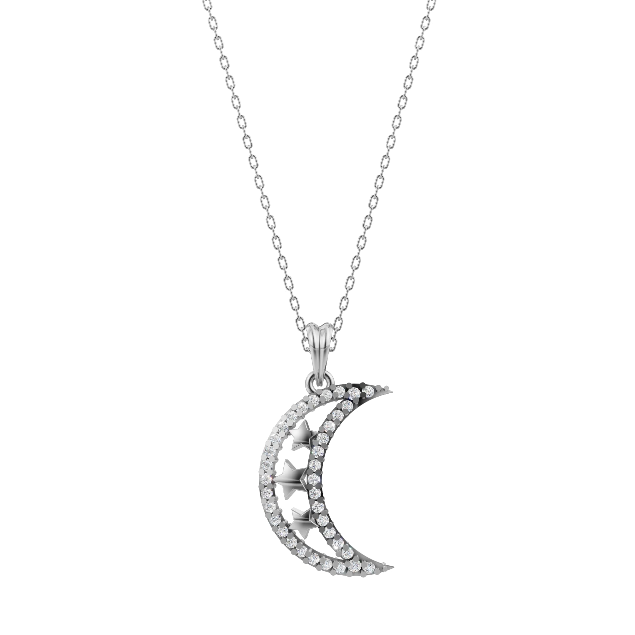 Silver Midnight Star Moon Pendant