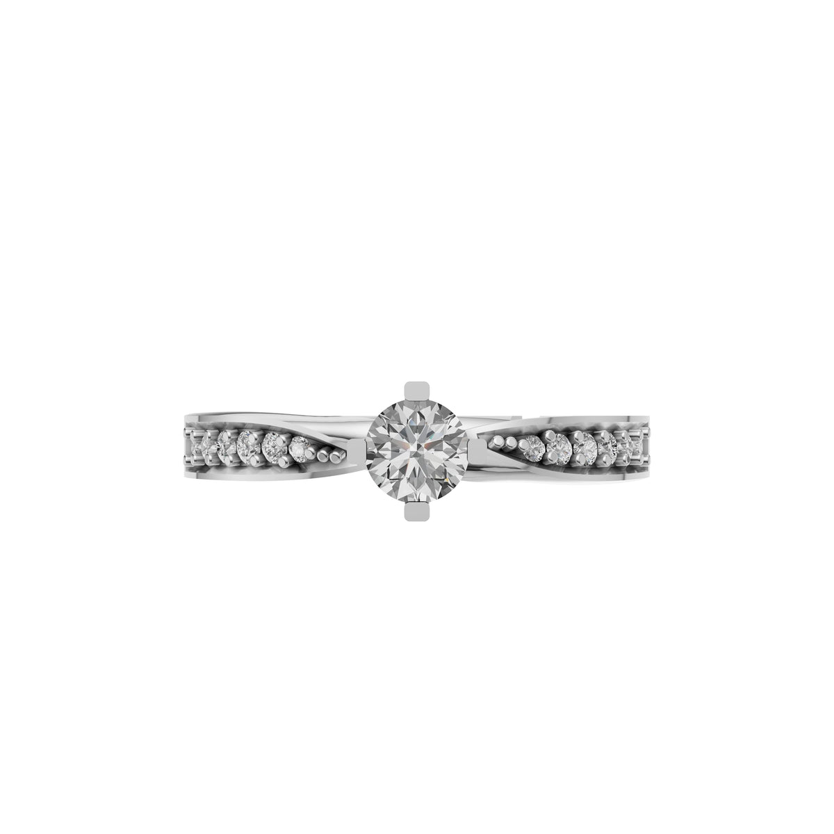 Silver Pavé Accent Solitaire Ring