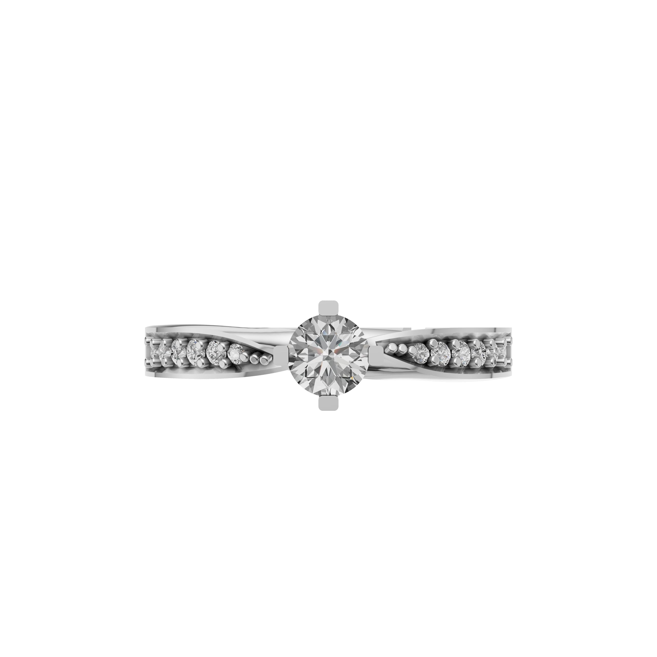 Silver Pavé Accent Solitaire Ring