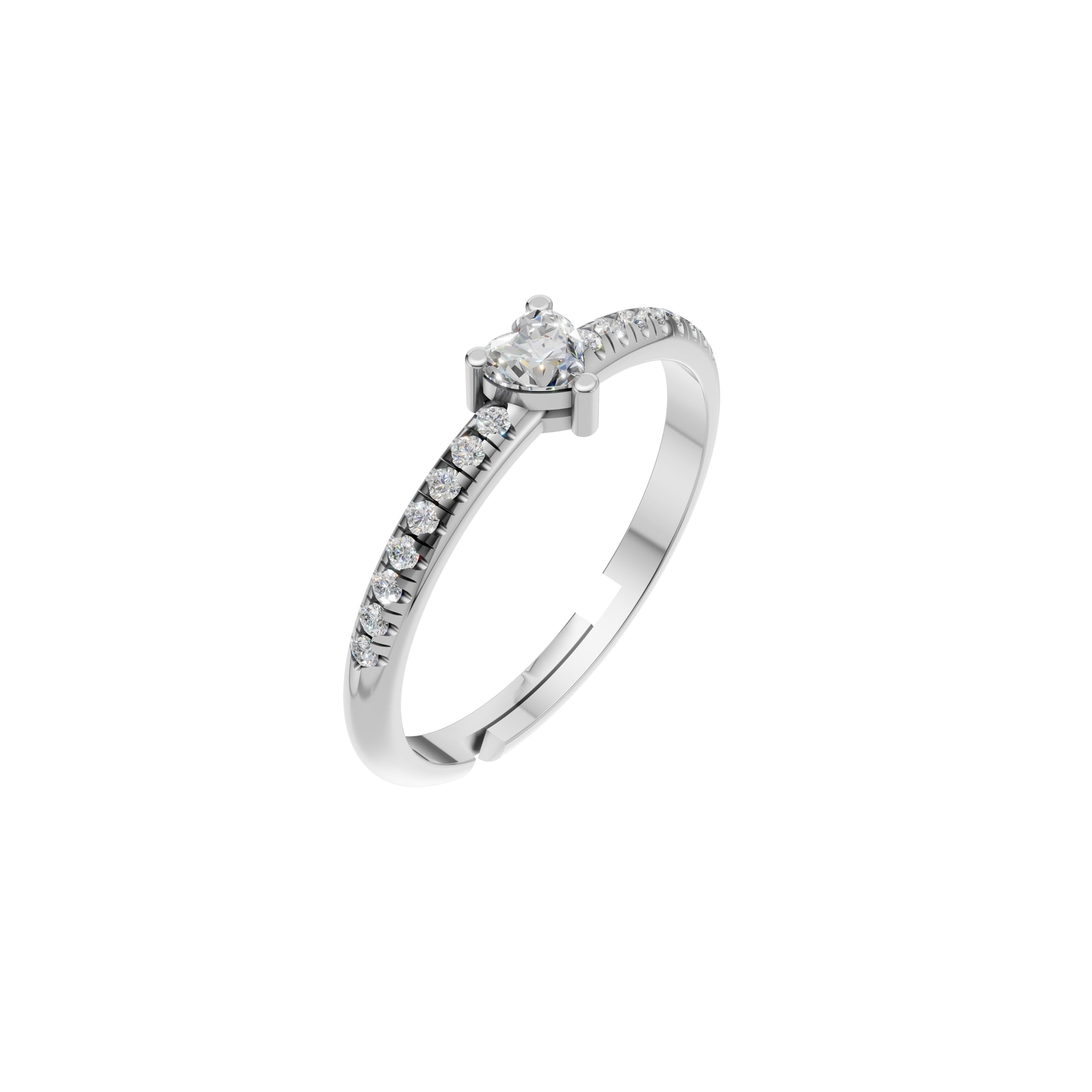 Silver Heart-Cut Solitaire Ring