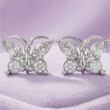Silver Butterfly Aura Stud Earrings