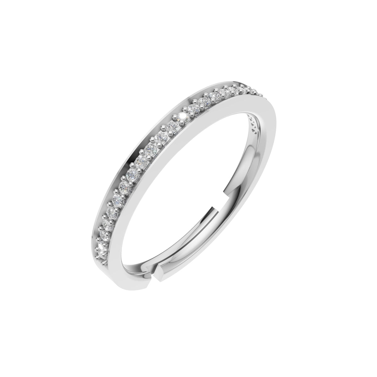 Silver Diamond-Style Band Ring