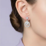Silver Celestial Heart Drop Earrings