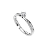 Silver Pavé Accent Solitaire Ring