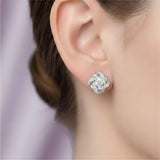 Silver Textured Rosebud Stud Earrings