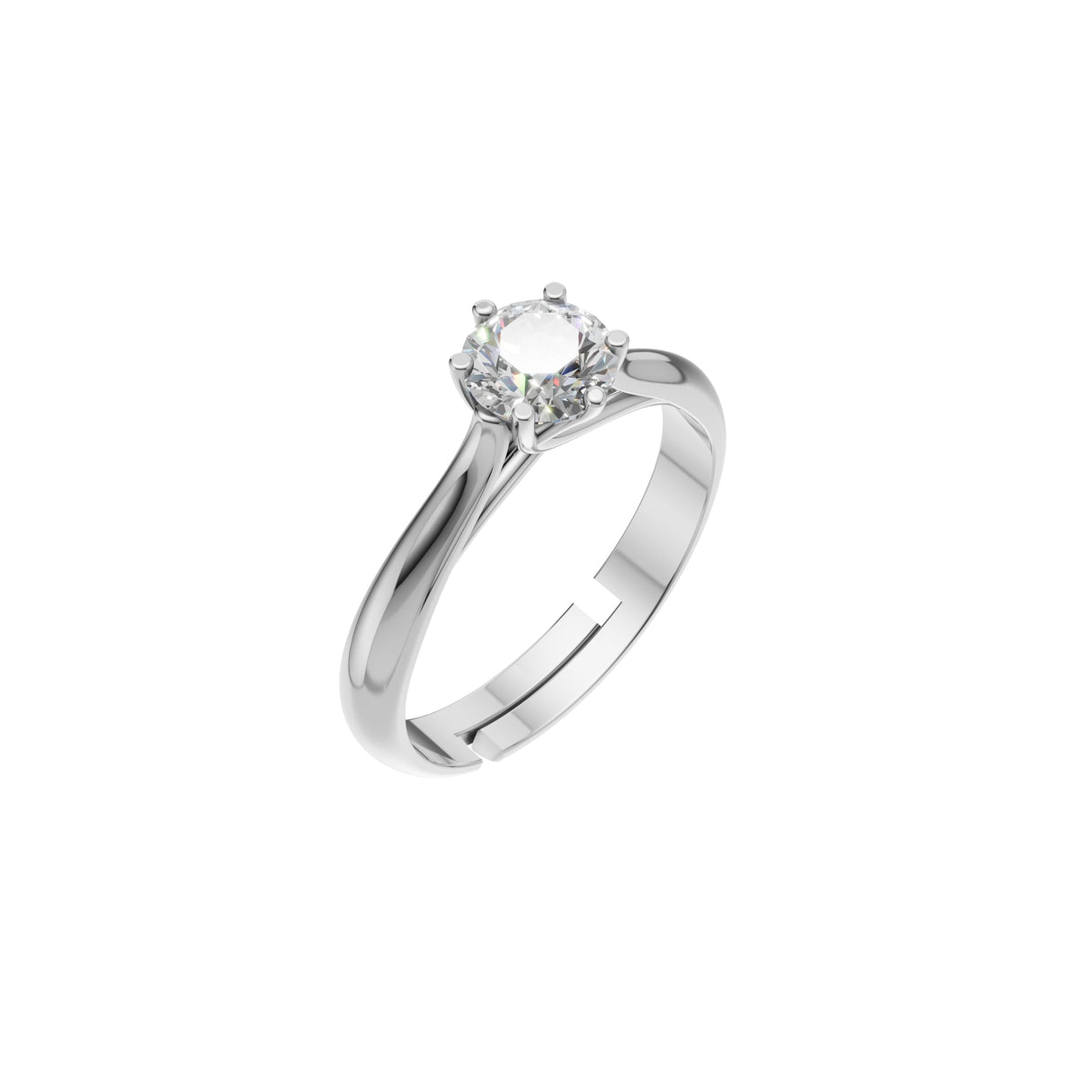 Silver Round Solitaire Ring