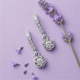 Silver Crystal Drop Bar Earrings