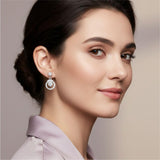 Silver Celestial Heart Drop Earrings