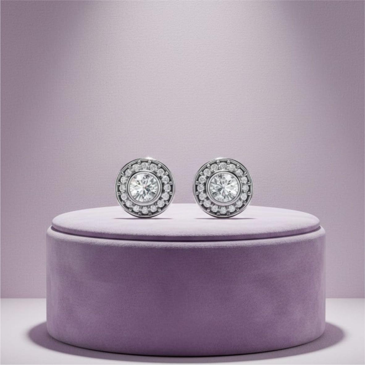 Silver Celestial Halo Stud Earrings